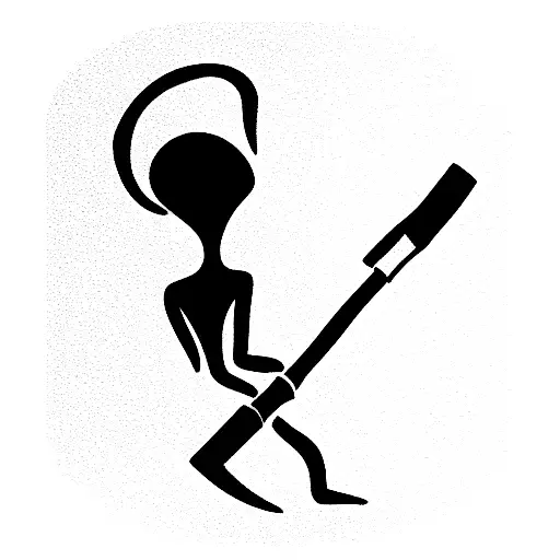 a classic Alien holding a sledgehammer tattoo design idea