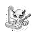 a classic Alien holding a sledgehammer tattoo design idea