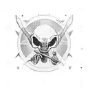 a classic Alien holding a sledgehammer tattoo design idea