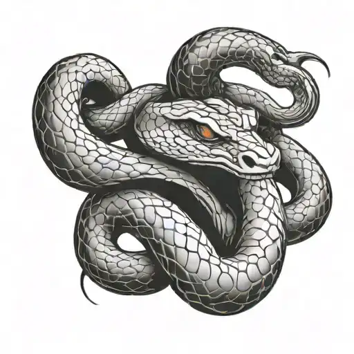 evil demon snake over shoulder tattoo design idea