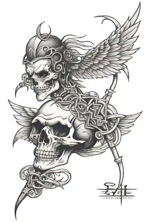 evil addiction overcoming PTSD tattoo design idea