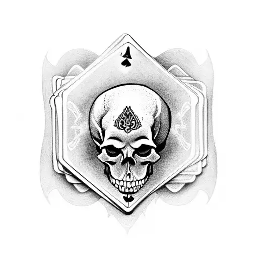 Incorporate a deck of playing cards into a skull design tattoo design idea