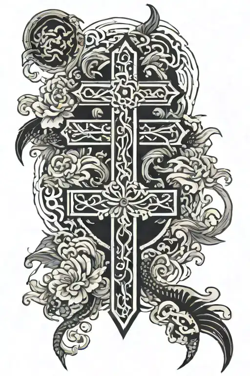 pointy cross tattoo design idea