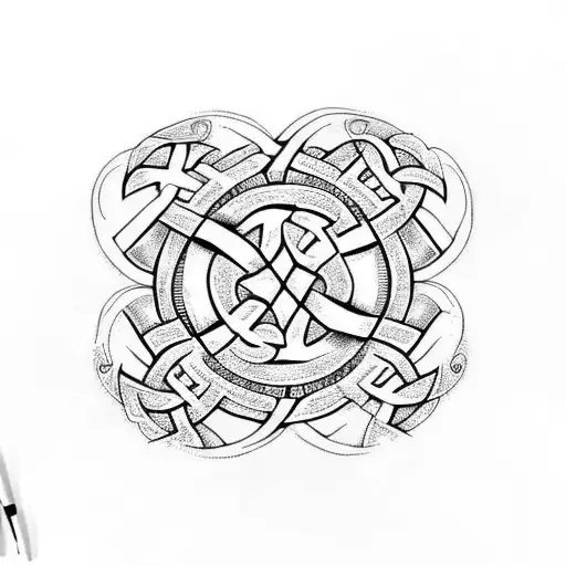 moon chain tribal celtic tattoo design idea