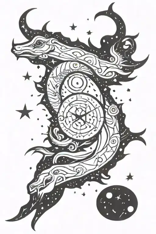 galaxy with constalation capricorn constellation tattoo design idea