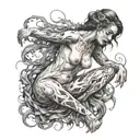 possessed nude woman decaying tattoo design idea