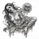 possessed nude woman decaying tattoo design idea