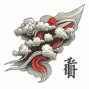 japanese cloud sleeve with akatsuki cloud shaped like tattoo design idea
