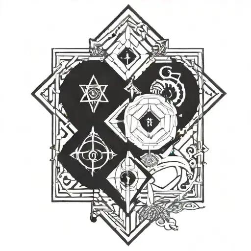 A geometric design incorporating father and son symbols tattoo design idea