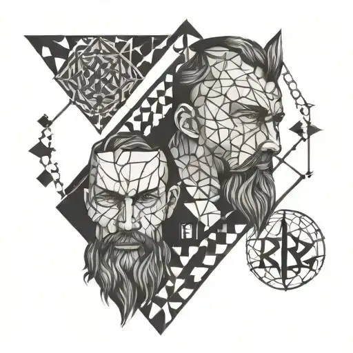 A geometric design incorporating father and son symbols tattoo design idea