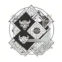 A geometric design incorporating father and son symbols tattoo design idea