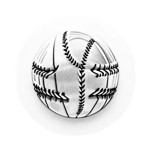 A blackwork tattoo of a baseball with barbell weights as the stitching tattoo design idea