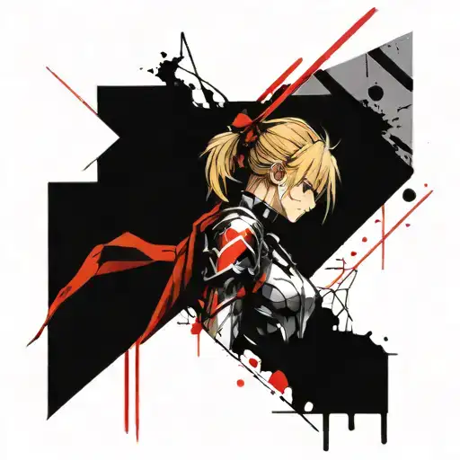 saber from fate anime tattoo design idea