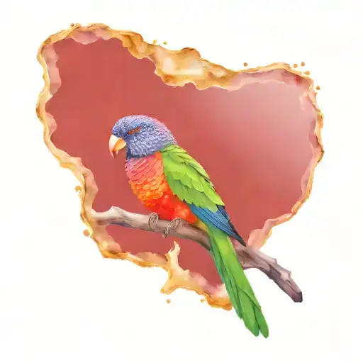 rainbow lorikeet in an amethyst geode tattoo design idea