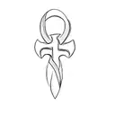 a cross symbol with an infinity loop horizontal tattoo design idea