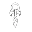 a cross symbol with an infinity loop horizontal tattoo design idea