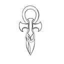 a cross symbol with an infinity loop horizontal tattoo design idea