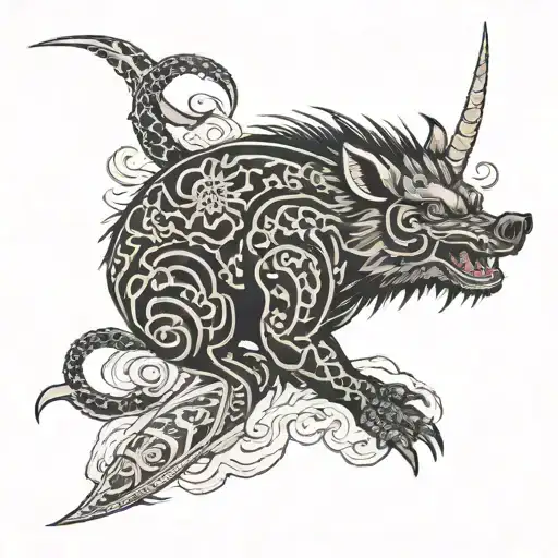 boar dagger tattoo design idea