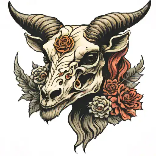 goat skull tattoo design idea