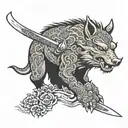 boar dagger tattoo design idea