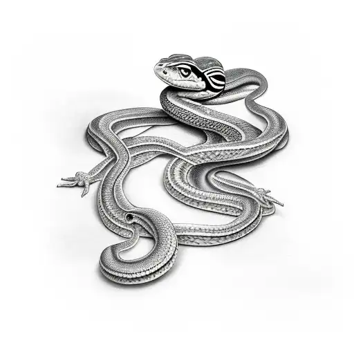 snake with toad tattoo design idea