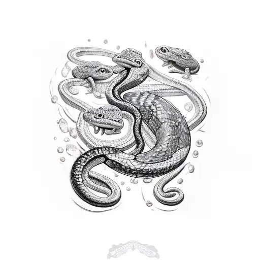 snake and toad and snail tattoo design idea
