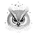 owl with night sky tattoo design idea