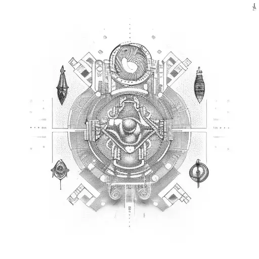 Circuit board with BDSM symbols incorporated tattoo design idea