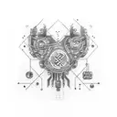 Circuit board with BDSM symbols incorporated tattoo design idea