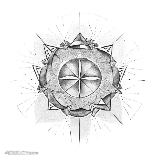 Four pointed inward curved star in a circle with small ovels filling in the blank space around the star tattoo design idea
