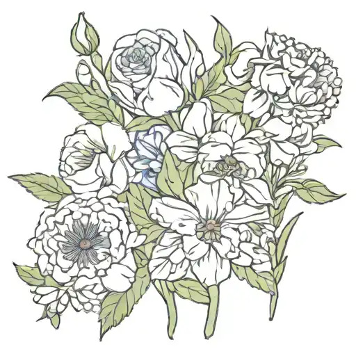 March and August birth flowers wrapped tattoo design idea