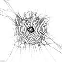 Tangled spiderweb spikes shattered glass, blood drop and jewels tattoo design idea