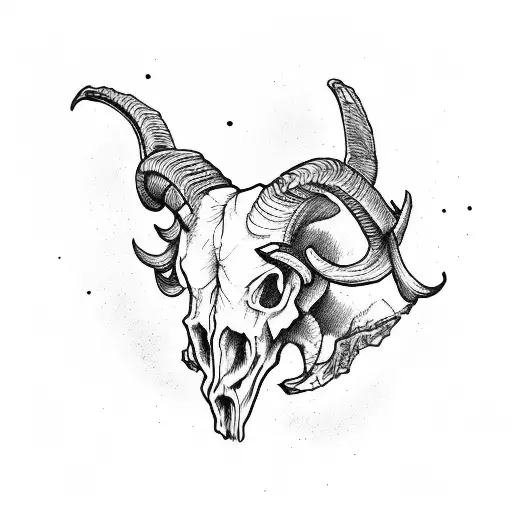 ram skull rustic tattoo design idea