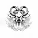 ram skull rustic tattoo design idea