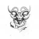 ram skull rustic tattoo design idea