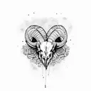 ram skull rustic tattoo design idea