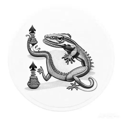 Lizard on a Poker Chip tattoo design idea
