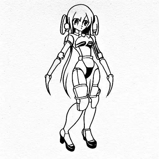 anime mecha femboy tattoo design idea