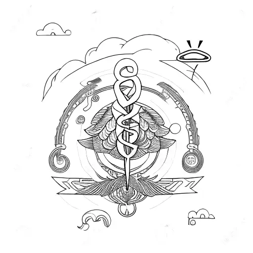 caduceus travel tattoo design idea