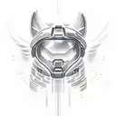 Halo with rays of lights and clouds on shoulder coming onto chest tattoo design idea