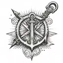  "Create a black and white forearm tattoo design featuring a Serbian naval anchor and the phrase 'sic parvis magna'. The tattoo design idea
