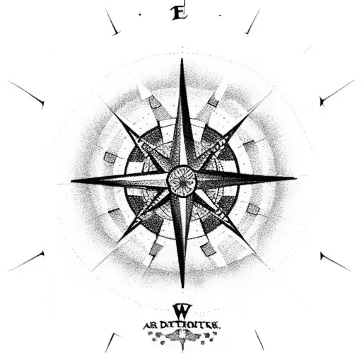A dotwork tattoo of a compass rose surrounded by various animal footprints representing different countries the client has traveled to tattoo design idea