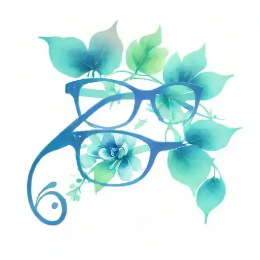 purple eyeglass with flower tattoo design idea