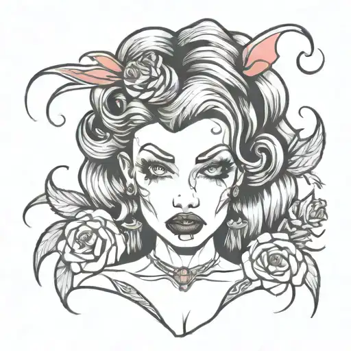 scary pinup girl tattoo design idea