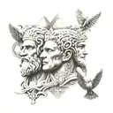 Hipocrates and medicine, zeus and alejandro magno, and the pyramids  tattoo design idea