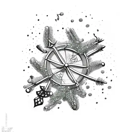 arrow covered in mistletoe around the shaft tattoo design idea