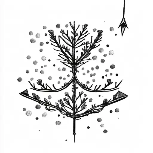 arrow covered in mistletoe around the shaft tattoo design idea