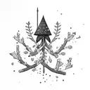 arrow covered in mistletoe around the shaft tattoo design idea