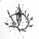 arrow covered in mistletoe around the shaft tattoo design idea