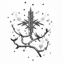 arrow covered in mistletoe around the shaft tattoo design idea